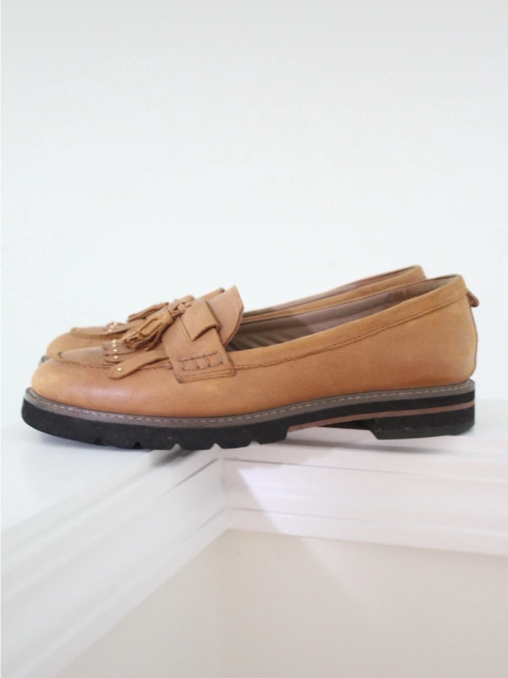 next Tan Tassel Loafers
